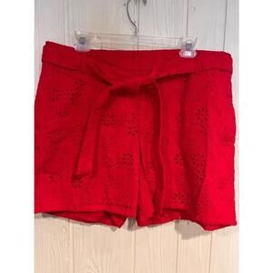 Charter Club Red Eyelet Shorts Elastic Waist Tie XL